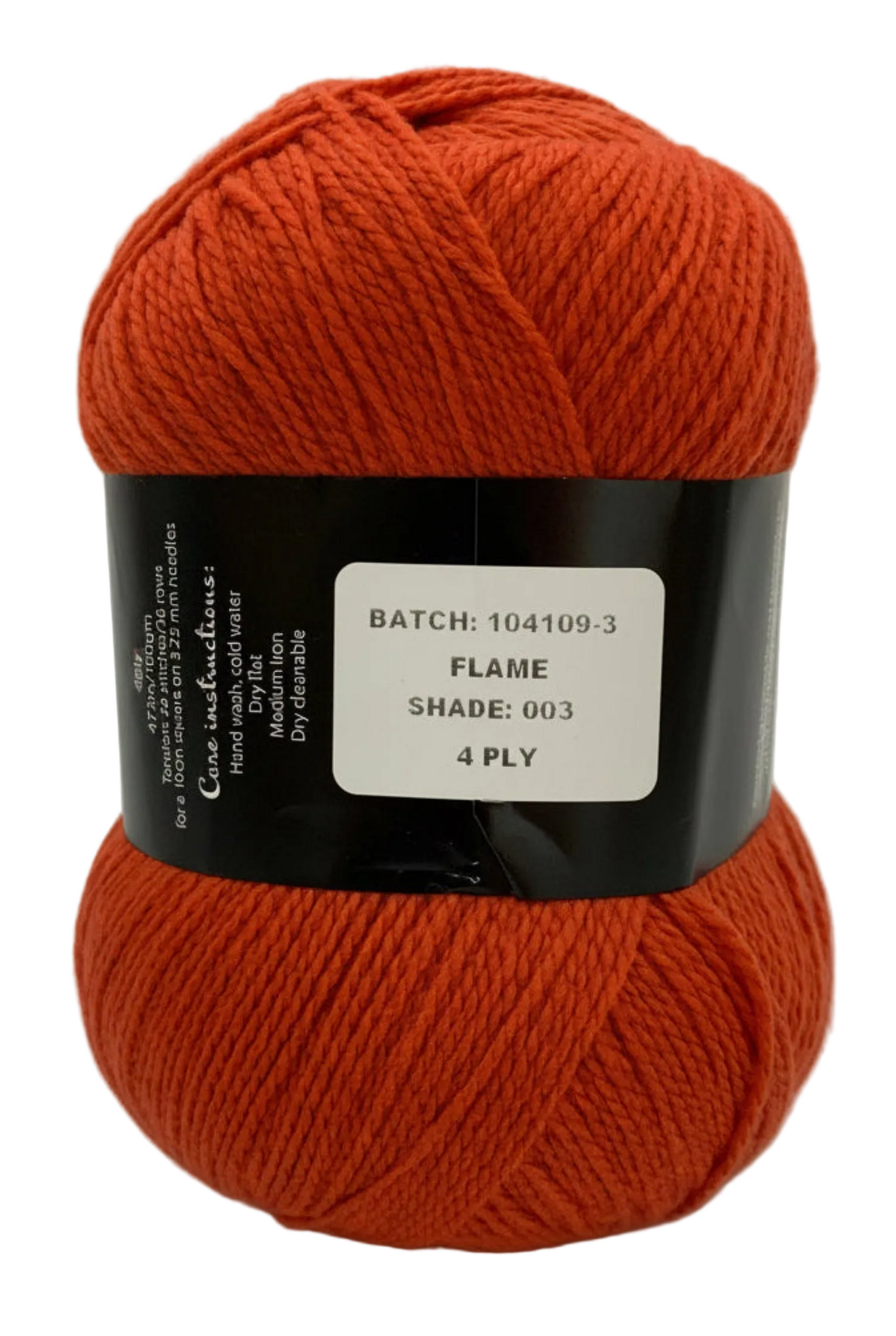 "Flame" red ball of superfine 4 ply Merino on white background