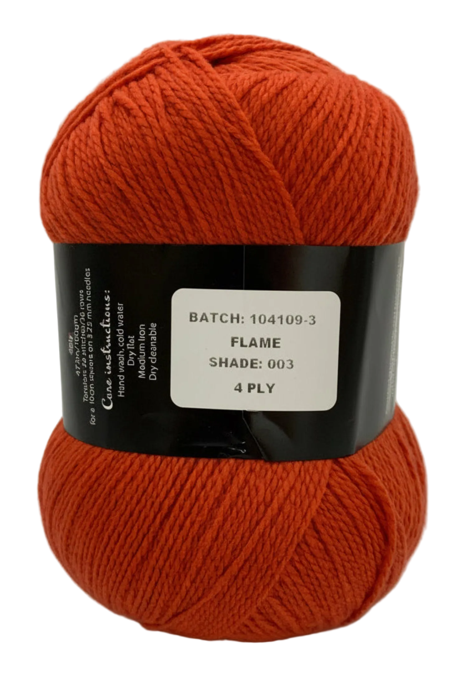 "Flame" red ball of superfine 4 ply Merino on white background